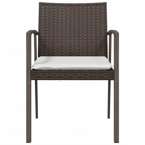 Gartenstühle mit Kissen 2 Stk. Braun 56,5x57x83 cm Poly Rattan