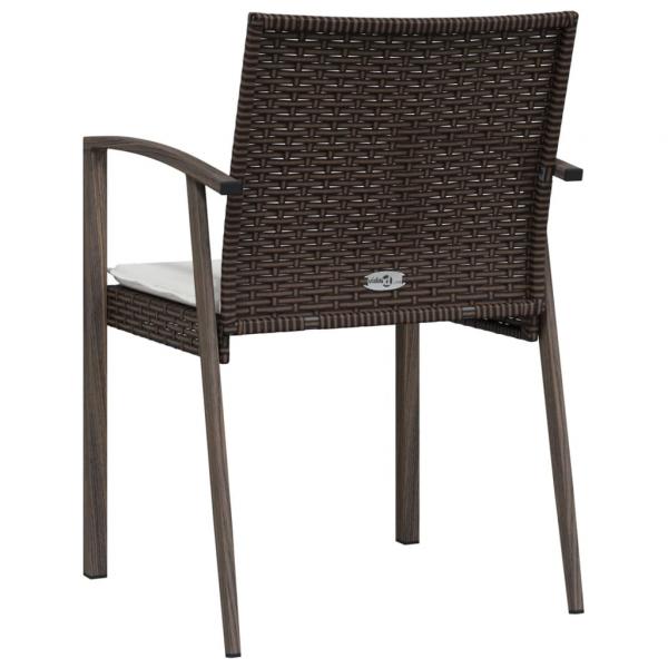 Gartenstühle mit Kissen 2 Stk. Braun 56,5x57x83 cm Poly Rattan