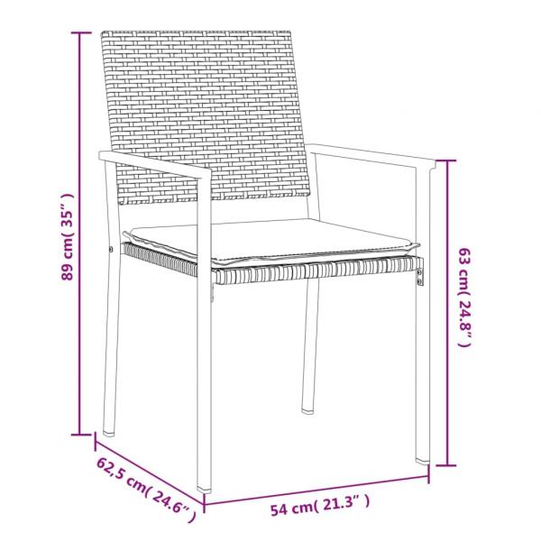 Gartenstühle mit Kissen 2 Stk. Schwarz 54x62,5x89cm Poly Rattan