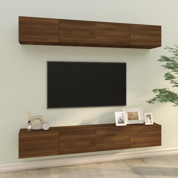 ARDEBO.de - TV-Wandschränke 4 Stk. Braun Eiche 100x30x30 cm