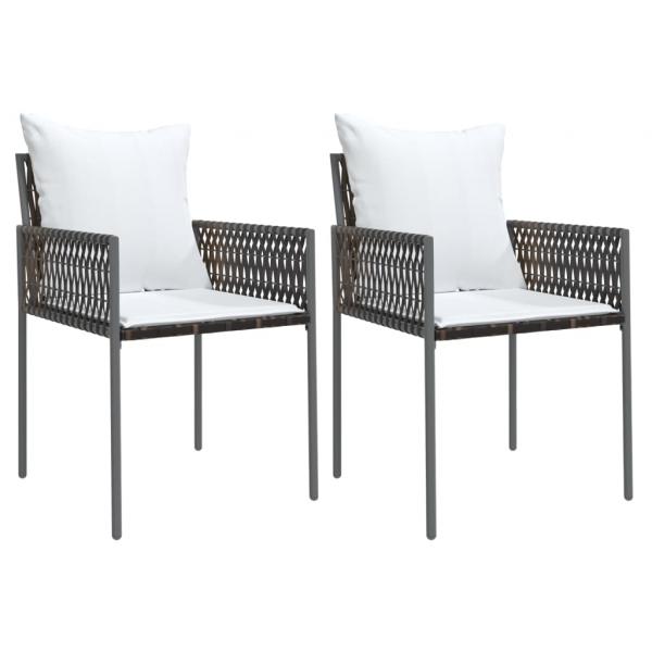 Gartenstühle mit Kissen 2 Stk. Braun 54x61x83 cm Poly Rattan