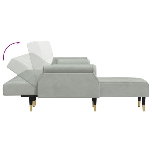 Schlafsofa in L-Form Hellgrau 271x140x70 cm Samt