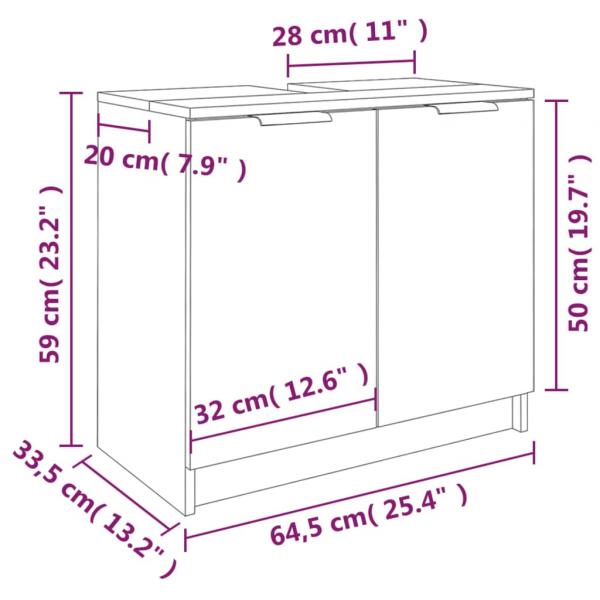 Badschrank Weiß 64,5x33,5x59 cm Holzwerkstoff