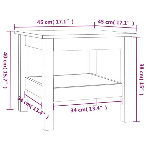 Couchtisch Grau 45x45x40 cm Massivholz Kiefer