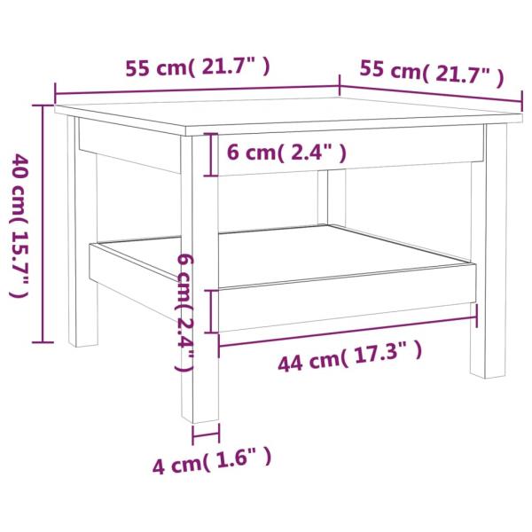 Couchtisch Grau 55x55x40 cm Massivholz Kiefer