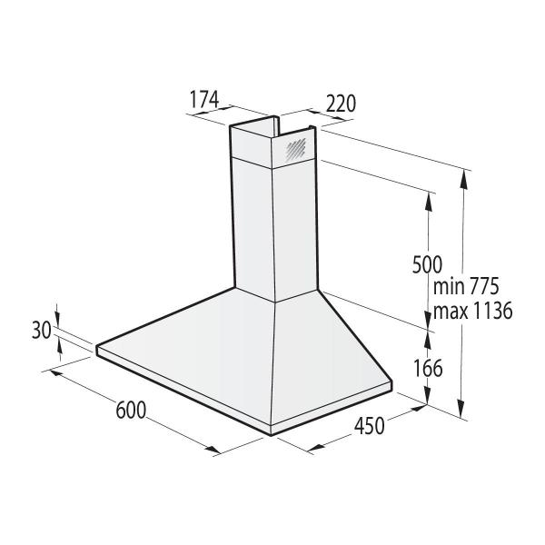 Gorenje WHC629E4X-DE Kaminhaube, 60cm breit, Ab-/Umluft, 3 Leistungsstufen, Edelstahl