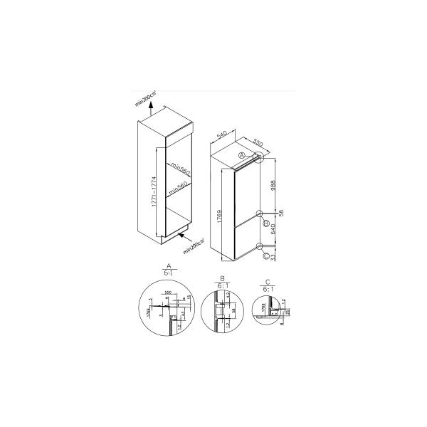 Amica EKGCS 387 930 Einbau Kühl-Gefrierkombination, Nischenhöhe: 178cm, 246 l, NoFrost, Schlepptür, weiß