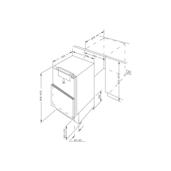 Amica UKSX 361 900 Unterbau-Kühlschrank, Nischenhöhe 82 cm, 59,6 cm breit, 111 L, elektronische Steuerung, Festtür-Technik, weiß