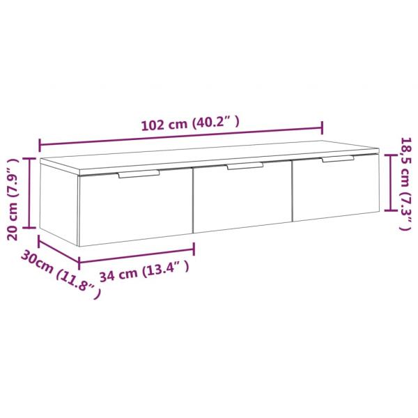 Wandschrank Räuchereiche 102x30x20 cm Holzwerkstoff