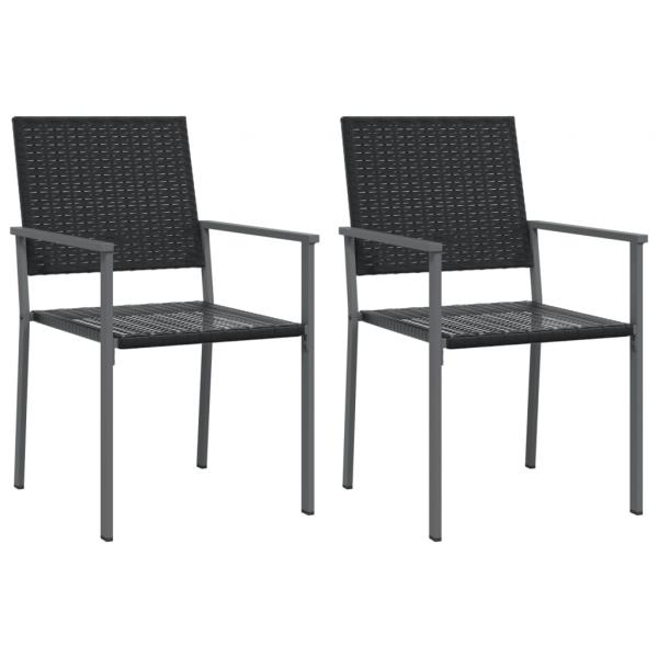 Gartenstühle 2 Stk. Schwarz 54x62,5x89 cm Poly Rattan