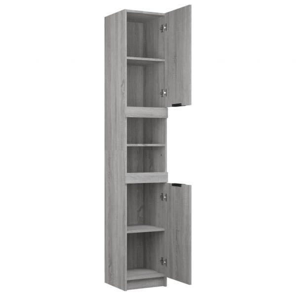 Badschrank Grau Sonoma 32x34x188,5 cm Holzwerkstoff