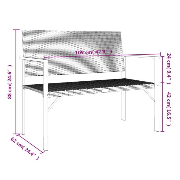 Gartenbank 2-Sitzer Grau Poly Rattan