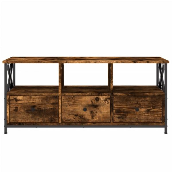 TV-Schrank Räuchereiche 102x33x45 cm Holzwerkstoff & Eisen