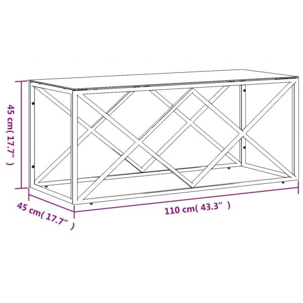 Couchtisch 110x45x45 cm Edelstahl und Glas