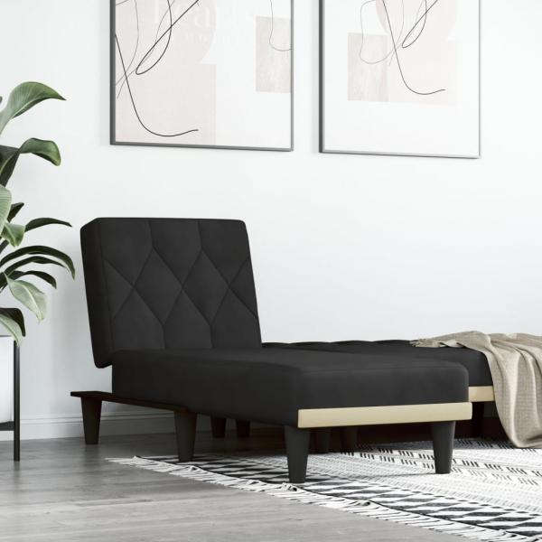 ARDEBO.de - Chaiselongue Schwarz Samt