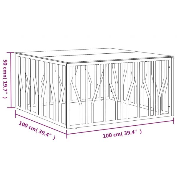 Couchtisch 100x100x50 cm Edelstahl und Glas