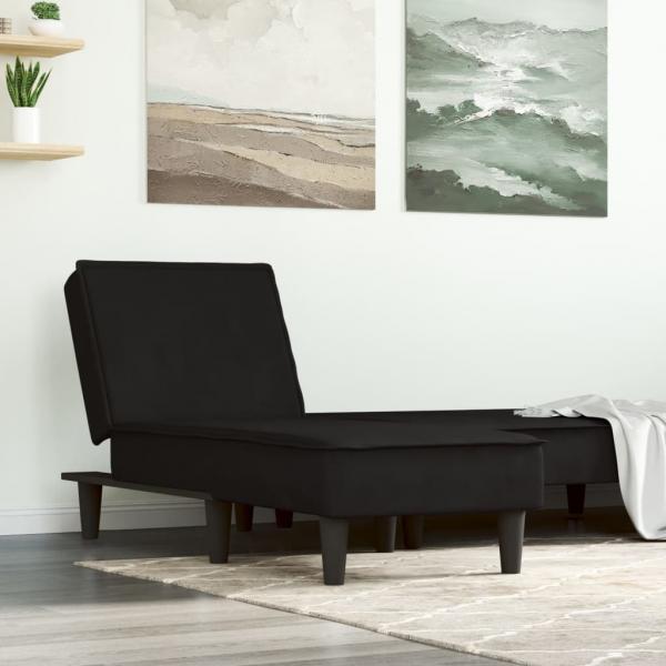 ARDEBO.de - Chaiselongue Schwarz Samt