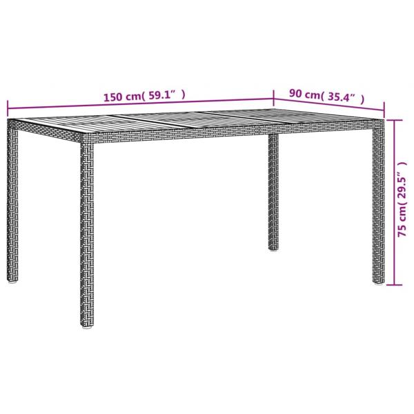 5-tlg. Garten-Essgruppe mit Kissen Grau Poly Rattan