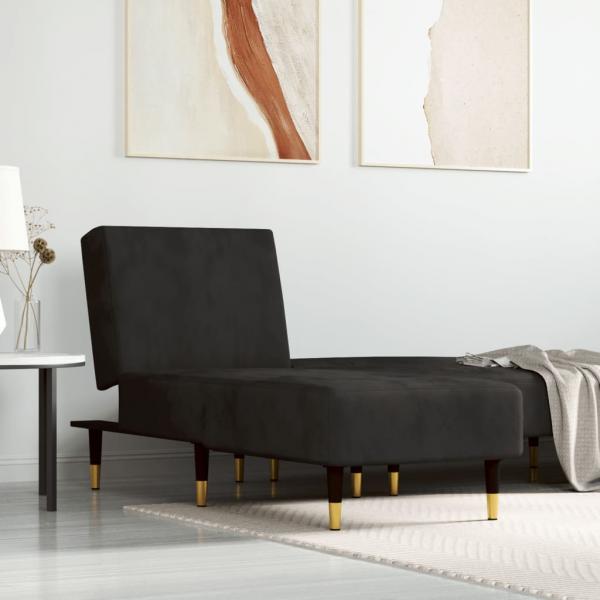 ARDEBO.de - Chaiselongue Schwarz Samt