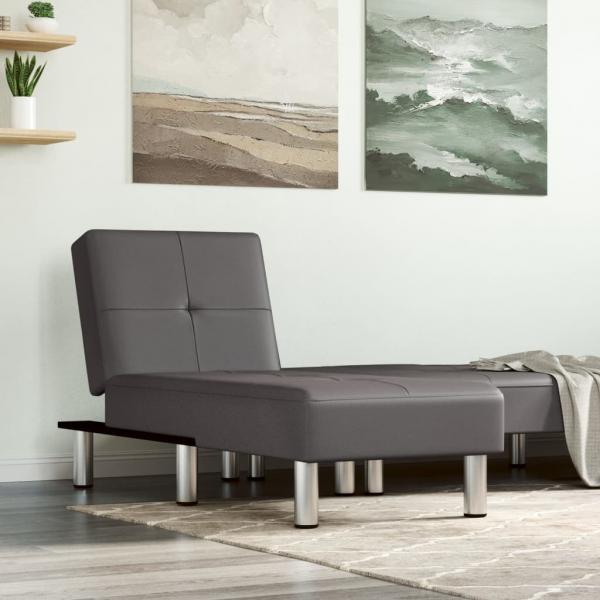 ARDEBO.de - Chaiselongue Grau Kunstleder