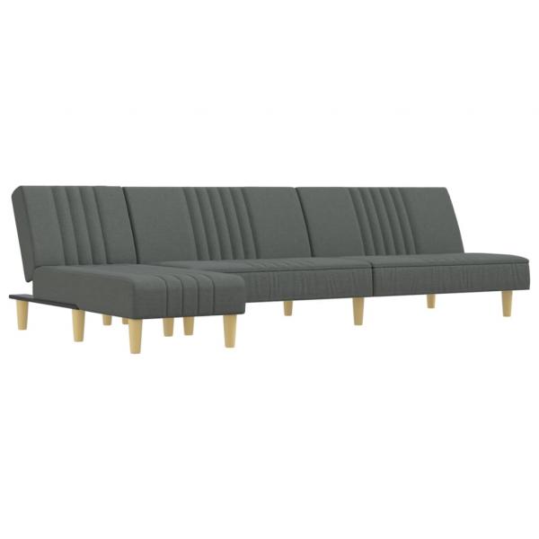 Schlafsofa in L-Form Dunkelgrau 255x140x70 cm Stoff