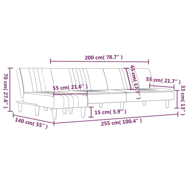 Schlafsofa in L-Form Dunkelgrau 255x140x70 cm Stoff