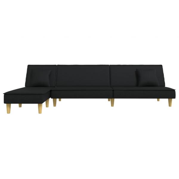 Schlafsofa in L-Form Schwarz 255x140x70 cm Stoff