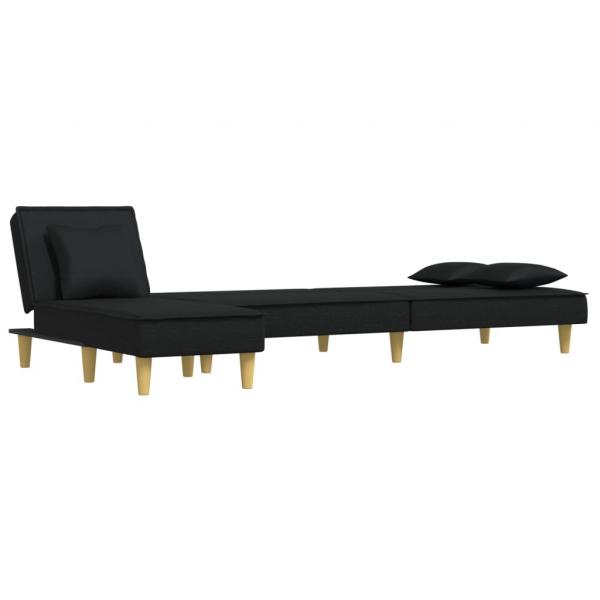 Schlafsofa in L-Form Schwarz 255x140x70 cm Stoff