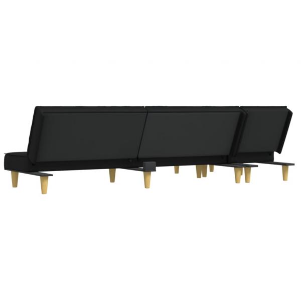 Schlafsofa in L-Form Schwarz 255x140x70 cm Stoff