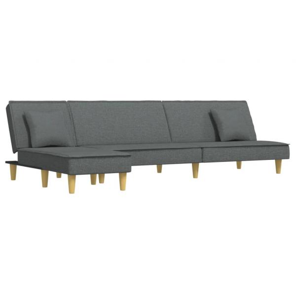 Schlafsofa in L-Form Dunkelgrau 255x140x70 cm Stoff