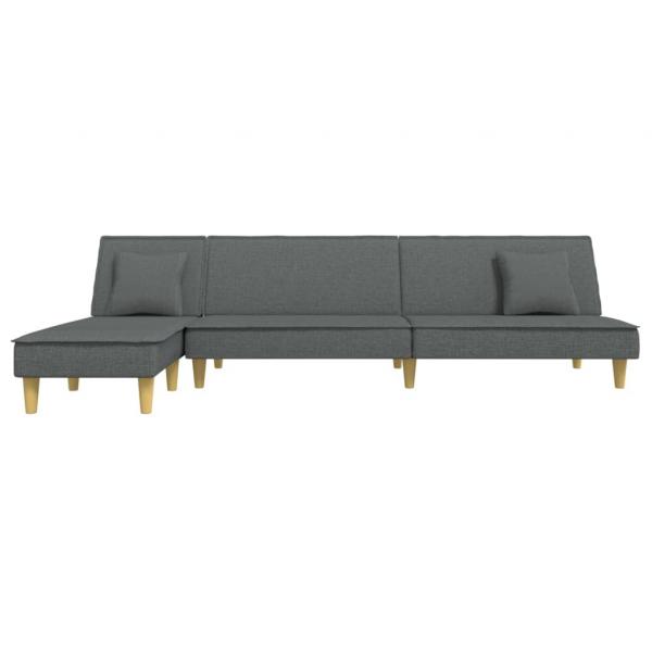 Schlafsofa in L-Form Dunkelgrau 255x140x70 cm Stoff