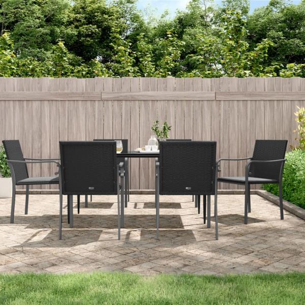 ARDEBO.de - Gartenstühle mit Kissen 6 Stk. Schwarz 56x59x84 cm Poly Rattan