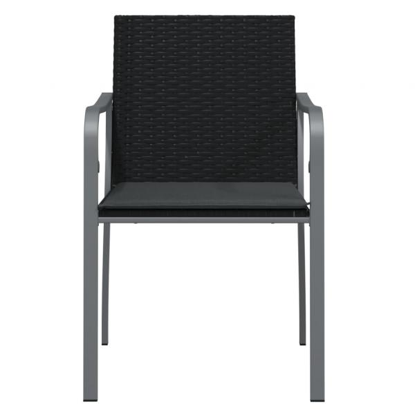 Gartenstühle mit Kissen 6 Stk. Schwarz 56x59x84 cm Poly Rattan