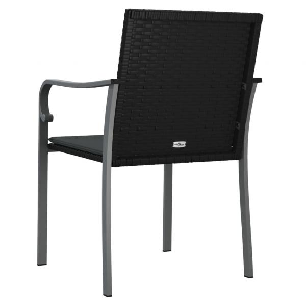 Gartenstühle mit Kissen 6 Stk. Schwarz 56x59x84 cm Poly Rattan