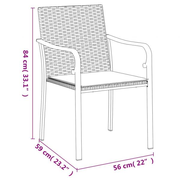 Gartenstühle mit Kissen 4 Stk. Braun 56x59x84 cm Poly Rattan