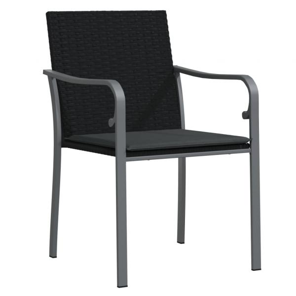 Gartenstühle mit Kissen 4 Stk. Schwarz 56x59x84 cm Poly Rattan