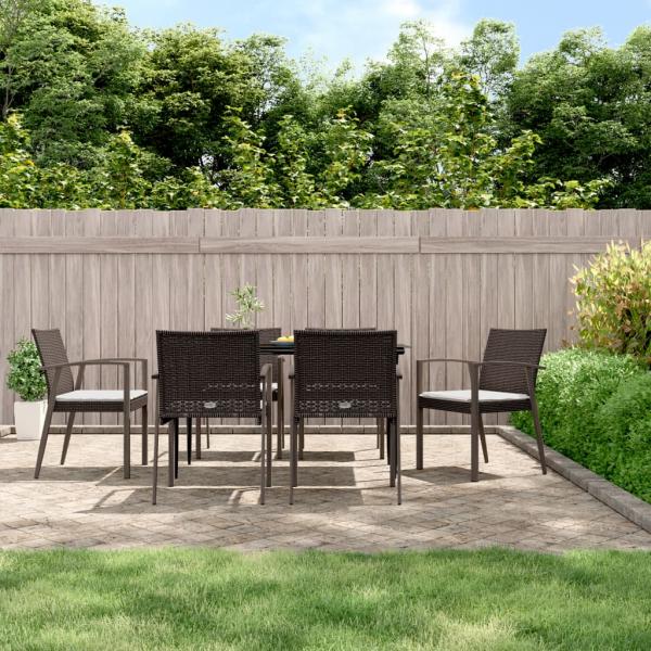 ARDEBO.de - Gartenstühle mit Kissen 6 Stk. Braun 56,5x57x83 cm Poly Rattan