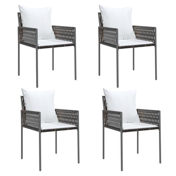 Gartenstühle mit Kissen 4 Stk. Braun 54x61x83 cm Poly Rattan