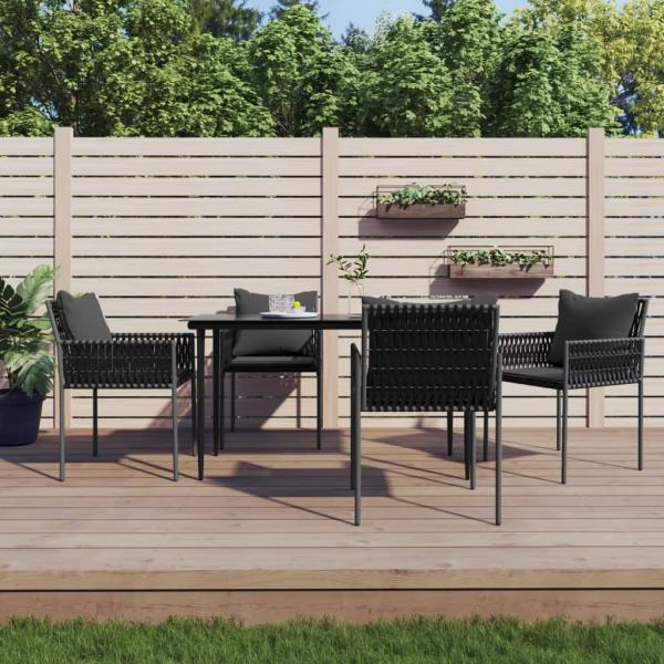 ARDEBO.de - Gartenstühle mit Kissen 4 Stk. Schwarz 54x61x83 cm Poly Rattan