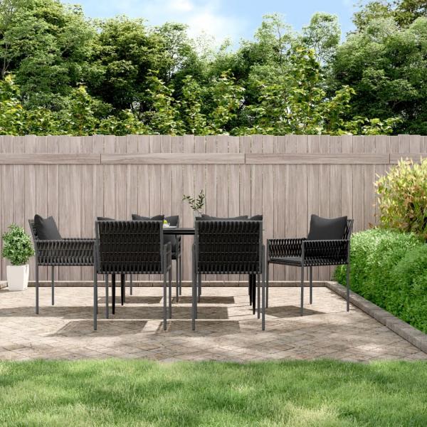 ARDEBO.de - Gartenstühle mit Kissen 6 Stk. Schwarz 54x61x83 cm Poly Rattan