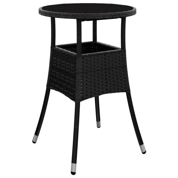 3-tlg. Garten-Bistro-Set mit Kissen Schwarz Poly Rattan