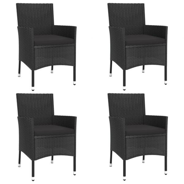 5-tlg. Garten-Bistro-Set mit Kissen Schwarz Poly Rattan