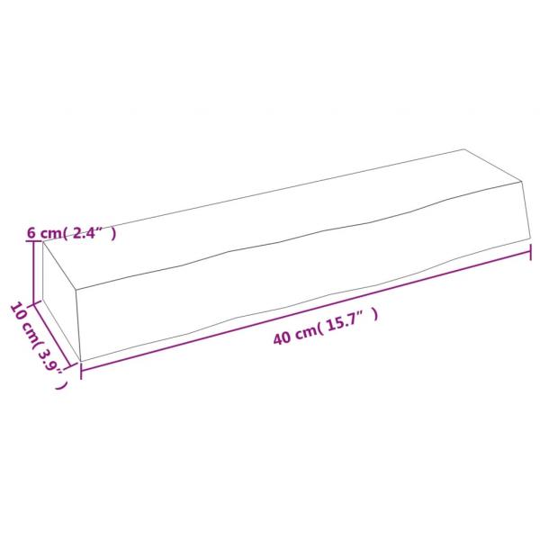 Wandregal 40x10x6 cm Massivholz Eiche Unbehandelt