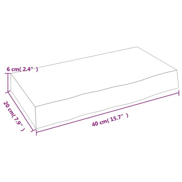 Wandregal 40x20x6 cm Massivholz Eiche Unbehandelt