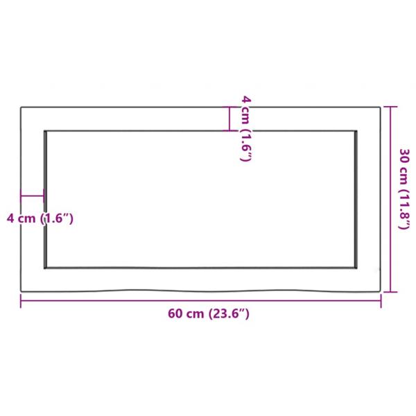 Wandregal 60x30x(2-4) cm Massivholz Eiche Unbehandelt