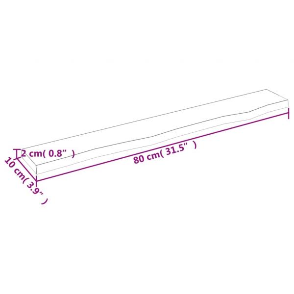 Wandregal 80x10x2 cm Massivholz Eiche Unbehandelt