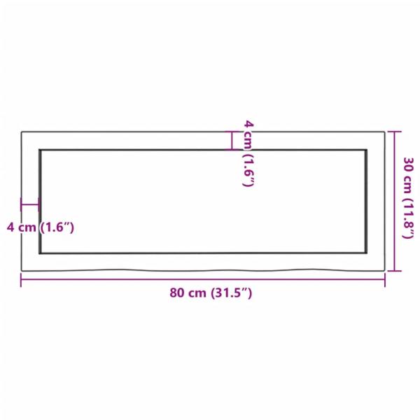 Wandregal 80x30x(2-6) cm Massivholz Eiche Unbehandelt