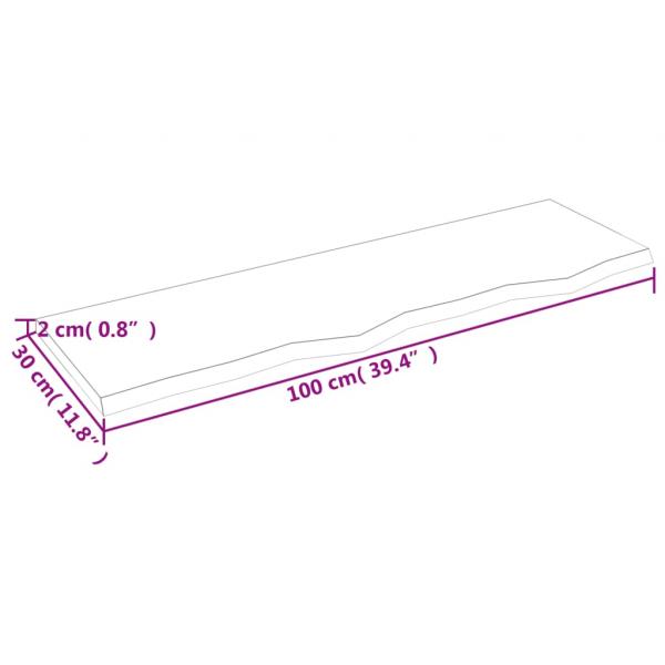 Wandregal 100x30x2 cm Massivholz Eiche Unbehandelt