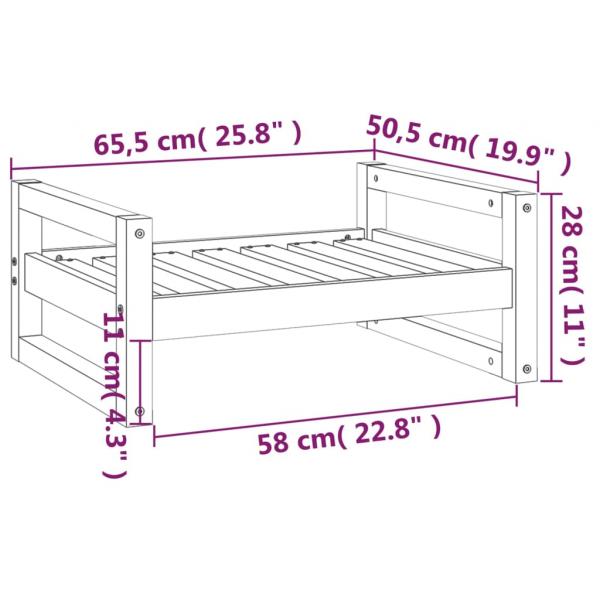 Hundebett Weiß 65,5x50,5x28 cm Massivholz Kiefer