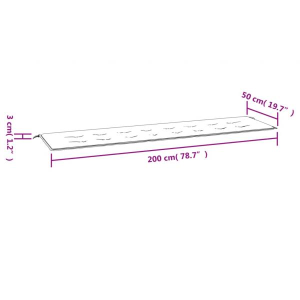 Gartenbank-Auflage Schwarz Karomuster 200x50x3 cm Stoff